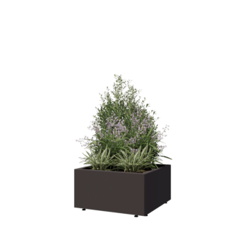 Jardinera de acero - Cuadrado - 60 x 60 x 30 cm - RAL7016 mate (gris antracita) - Con placa inferior - Con patas