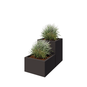 Jardinera de acero - Modelo escalonado de 2 piezas - 100 x 50 x 60 cm - RAL7016 mate (gris antracita) - Sin placa inferior