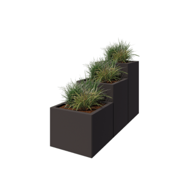 Jardinera de acero - Modelo escalonado de 3 piezas - 150 x 50 x 80 cm - RAL7016 mate (gris antracita) - Con placa inferior