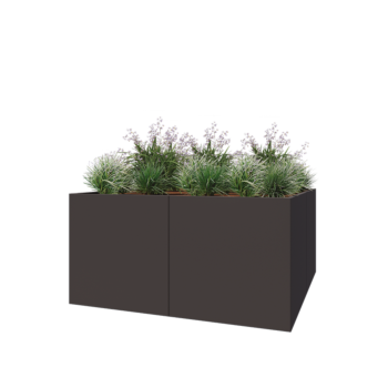 Jardinera XXL de acero - Cuadrado - 200 x 200 x 100 cm - RAL7016 mate (gris antracita) - Sin placa inferior