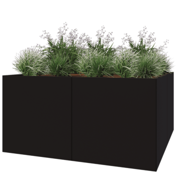 Jardinera XXL de acero - Cuadrado - 200 x 200 x 100 cm - RAL9005 mate (negro) - Sin placa inferior