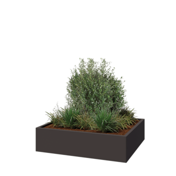 Jardinera de acero - Rectángulo - 120 x 100 x 30 cm - RAL7016 mate (gris antracita) - Con placa inferior