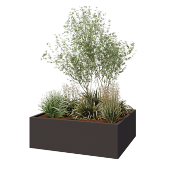 Jardinera de acero - Rectángulo - 120 x 100 x 40 cm - RAL7016 mate (gris antracita) - Con placa inferior