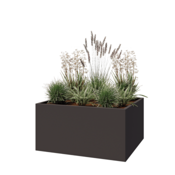 Jardinera de acero - Rectángulo - 120 x 100 x 60 cm - RAL7016 mate (gris antracita) - Sin placa inferior