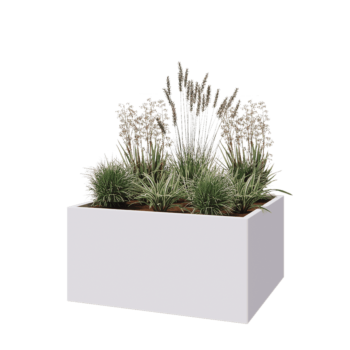 Jardinera de acero - Rectángulo - 120 x 100 x 60 cm - RAL9010 mate (blanco) - Con placa inferior