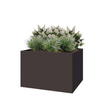 Jardinera de acero - Rectángulo - 120 x 100 x 80 cm - RAL7016 mate (gris antracita) - Con placa inferior