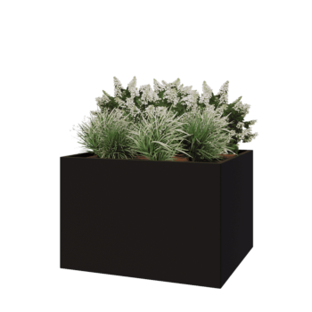 Jardinera de acero - Rectángulo - 120 x 100 x 80 cm - RAL9005 mate (negro) - Sin placa inferior