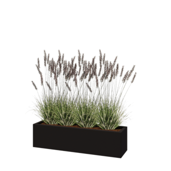 Jardinera de acero - Rectángulo - 120 x 30 x 30 cm - RAL9005 mate (negro) - Sin placa inferior