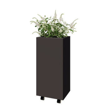 Jardinera de acero - Rectángulo - 40 x 30 x 80 cm - RAL7016 mate (gris antracita) - Con placa inferior - Con ruedas