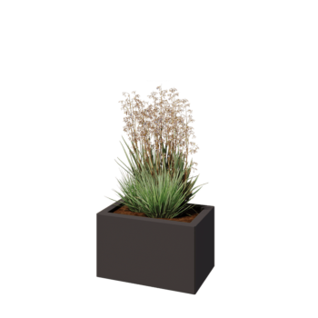 Jardinera de acero - Rectángulo - 50 x 30 x 30 cm - RAL7016 mate (gris antracita) - Con placa inferior