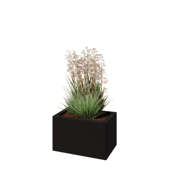 Jardinera de acero - Rectángulo - 50 x 30 x 30 cm - RAL9005 mate (negro) - Con placa inferior