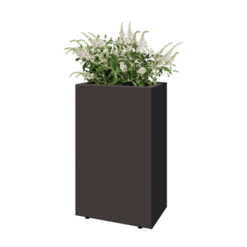 Jardinera de acero - Rectángulo - 50 x 30 x 80 cm - RAL7016 mate (gris antracita) - Con placa inferior - Con patas