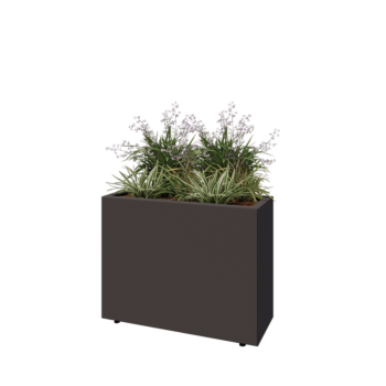 Jardinera de acero - Rectángulo - 80 x 30 x 60 cm - RAL7016 mate (gris antracita) - Con placa inferior - Con patas