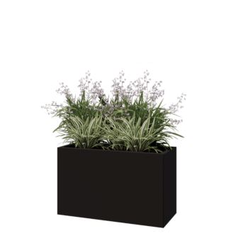 Jardinera de acero - Rectángulo - 100 x 40 x 60 cm - RAL9005 mate (negro) - Con placa inferior