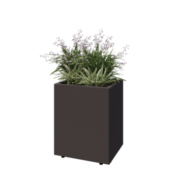 Jardinera de acero - Rectángulo - 50 x 40 x 60 cm - Otro color RAL - Con placa inferior - Con patas