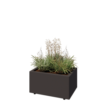 Jardinera de acero - Rectángulo - 60 x 40 x 30 cm - RAL7016 mate (gris antracita) - Con placa inferior - Con patas