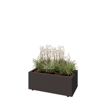 Jardinera de acero - Rectángulo - 80 x 40 x 30 cm - RAL7016 mate (gris antracita) - Con placa inferior - Con patas