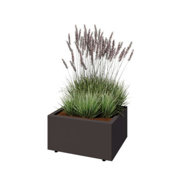 Jardinera de acero - Rectángulo - 60 x 50 x 30 cm - RAL7016 mate (gris antracita) - Con placa inferior - Con patas