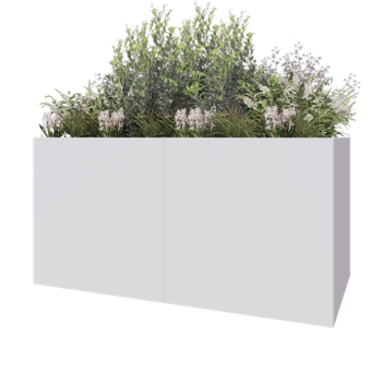 Jardinera XXL de acero - Rectángulo - 200 x 100 x 100 cm - RAL9010 mate (blanco) - Con placa inferior
