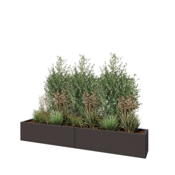 Jardinera XXL de acero - Rectángulo - 200 x 30 x 30 cm - RAL7016 mate (gris antracita) - Con placa inferior