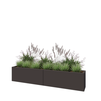 Jardinera XXL de acero - Rectángulo - 200 x 30 x 40 cm - RAL7016 mate (gris antracita) - Con placa inferior