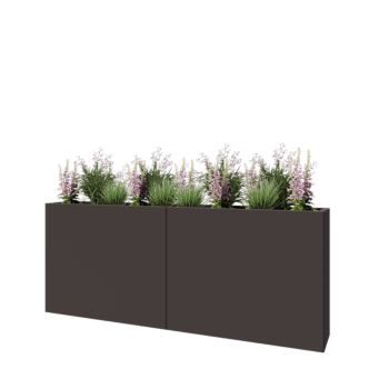 Jardinera XXL de acero - Rectángulo - 200 x 30 x 80 cm - RAL7016 mate (gris antracita) - Con placa inferior