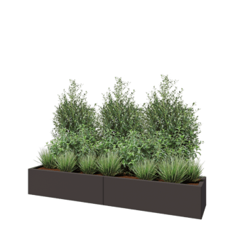 Jardinera XXL de acero - Rectángulo - 200 x 40 x 30 cm - RAL7016 mate (gris antracita) - Sin placa inferior
