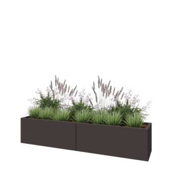 Jardinera XXL de acero - Rectángulo - 200 x 40 x 40 cm - RAL7016 mate (gris antracita) - Sin placa inferior