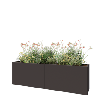 Jardinera XXL de acero - Rectángulo - 200 x 40 x 60 cm - RAL7016 mate (gris antracita) - Con placa inferior