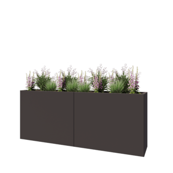Jardinera XXL de acero - Rectángulo - 200 x 40 x 80 cm - RAL7016 mate (gris antracita) - Con placa inferior