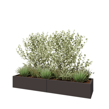 Jardinera XXL de acero - Rectángulo - 200 x 50 x 30 cm - RAL7016 mate (gris antracita) - Con placa inferior