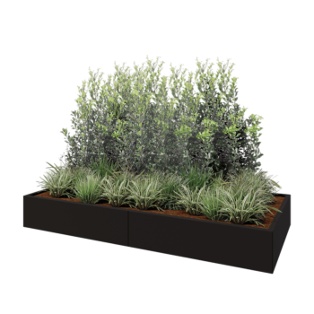 Jardinera XXL de acero - Rectángulo - 240 x 100 x 30 cm - RAL9005 mate (negro) - Sin placa inferior