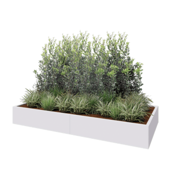 Jardinera XXL de acero - Rectángulo - 240 x 100 x 30 cm - RAL9010 mate (blanco) - Sin placa inferior
