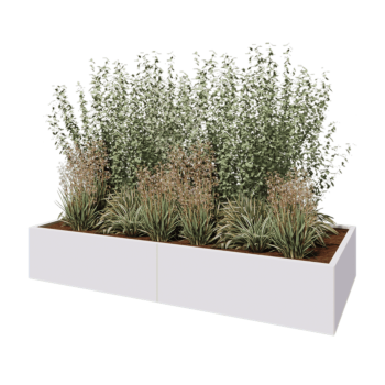 Jardinera XXL de acero - Rectángulo - 240 x 100 x 40 cm - RAL9010 mate (blanco) - Con placa inferior