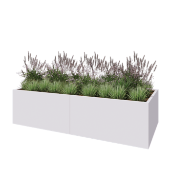 Jardinera XXL de acero - Rectángulo - 240 x 100 x 60 cm - RAL9010 mate (blanco) - Sin placa inferior