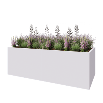 Jardinera XXL de acero - Rectángulo - 240 x 100 x 80 cm - RAL9010 mate (blanco) - Con placa inferior