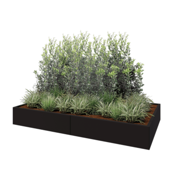 Jardinera XXL de acero - Rectángulo - 240 x 120 x 30 cm - RAL9005 mate (negro) - Sin placa inferior