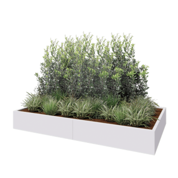 Jardinera XXL de acero - Rectángulo - 240 x 120 x 30 cm - RAL9010 mate (blanco) - Con placa inferior