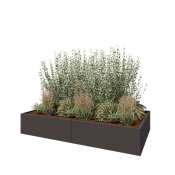 Jardinera XXL de acero - Rectángulo - 240 x 120 x 40 cm - RAL7016 mate (gris antracita) - Con placa inferior