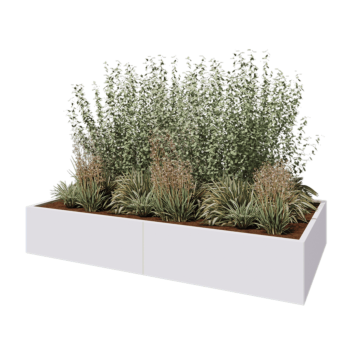 Jardinera XXL de acero - Rectángulo - 240 x 120 x 40 cm - RAL9010 mate (blanco) - Sin placa inferior