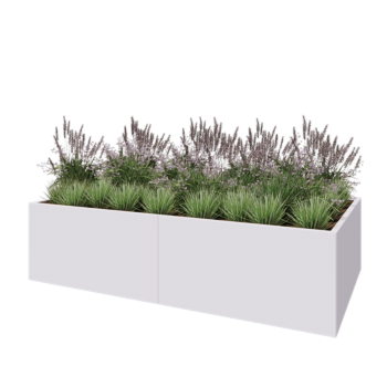 Jardinera XXL de acero - Rectángulo - 240 x 120 x 60 cm - RAL9010 mate (blanco) - Con placa inferior