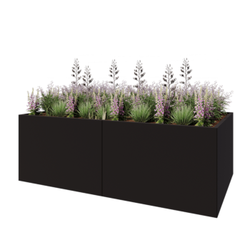 Jardinera XXL de acero - Rectángulo - 240 x 120 x 80 cm - RAL9005 mate (negro) - Sin placa inferior