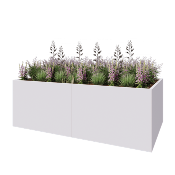 Jardinera XXL de acero - Rectángulo - 240 x 120 x 80 cm - RAL9010 mate (blanco) - Sin placa inferior