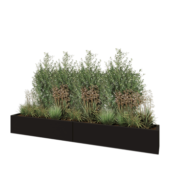 Jardinera XXL de acero - Rectángulo - 240 x 30 x 30 cm - RAL9005 mate (negro) - Sin placa inferior