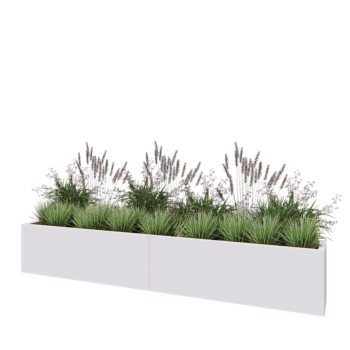 Jardinera XXL de acero - Rectángulo - 240 x 30 x 40 cm - RAL9010 mate (blanco) - Sin placa inferior