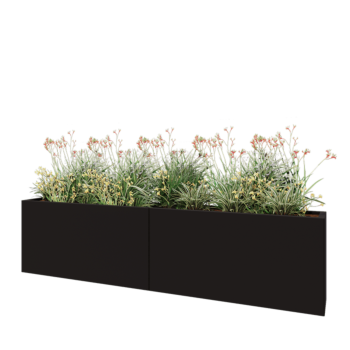 Jardinera XXL de acero - Rectángulo - 240 x 30 x 60 cm - RAL9005 mate (negro) - Sin placa inferior
