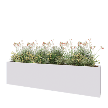 Jardinera XXL de acero - Rectángulo - 240 x 30 x 60 cm - RAL9010 mate (blanco) - Con placa inferior