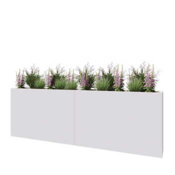 Jardinera XXL de acero - Rectángulo - 240 x 30 x 80 cm - RAL9010 mate (blanco) - Sin placa inferior