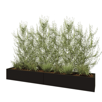 Jardinera XXL de acero - Rectángulo - 240 x 40 x 30 cm - RAL9005 mate (negro) - Con placa inferior