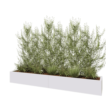 Jardinera XXL de acero - Rectángulo - 240 x 40 x 30 cm - RAL9010 mate (blanco) - Sin placa inferior